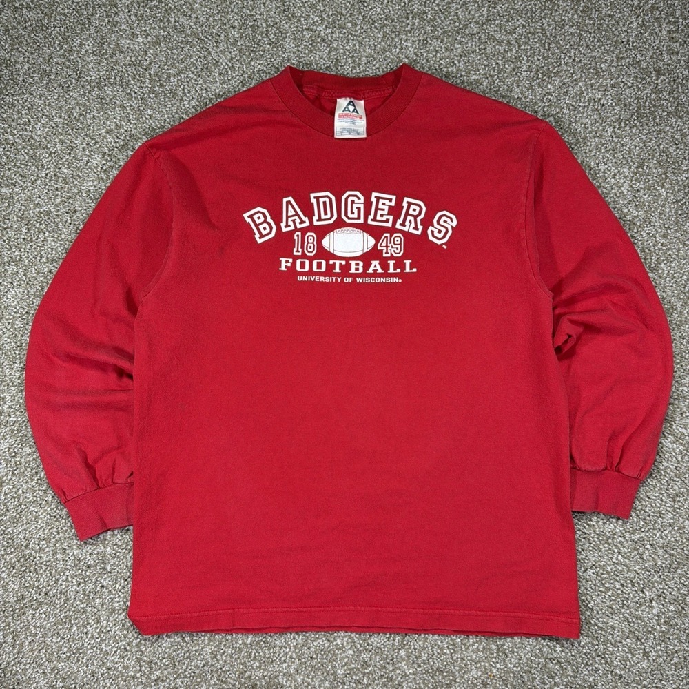 Vintage Wisconsin Badgers Football Longsleeve Cotton Shirt Large 90s